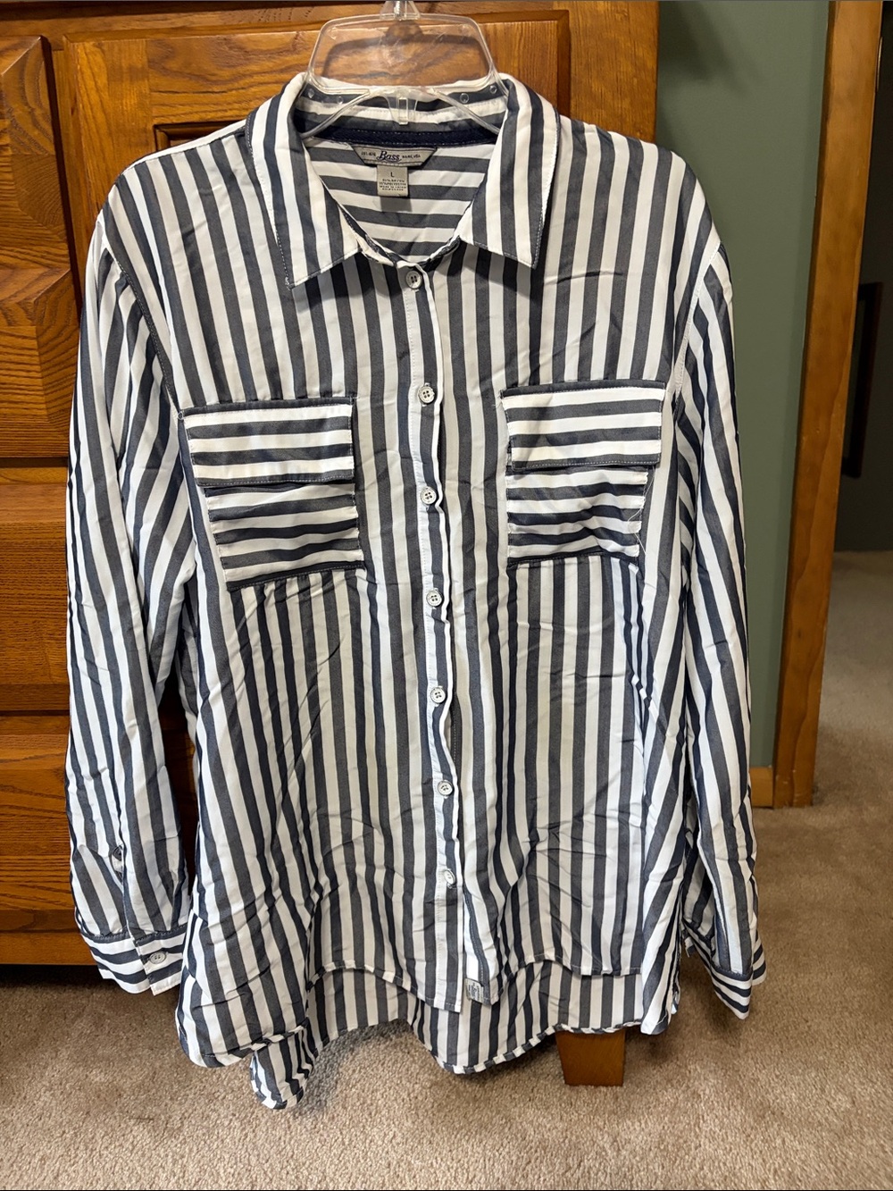 Bass Gray and White Striped Shirt